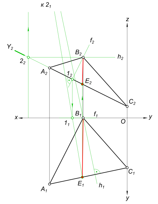 Через вершину треугольника провести плоскость, перпендикулярную стороне