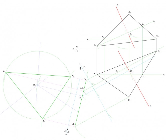 Построение множества точек равноудаленных от вершин треугольника