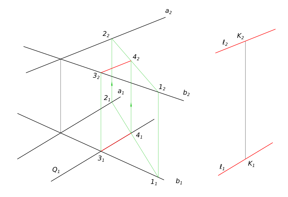 Через точку K провести прямую параллельную обеим плоскостям