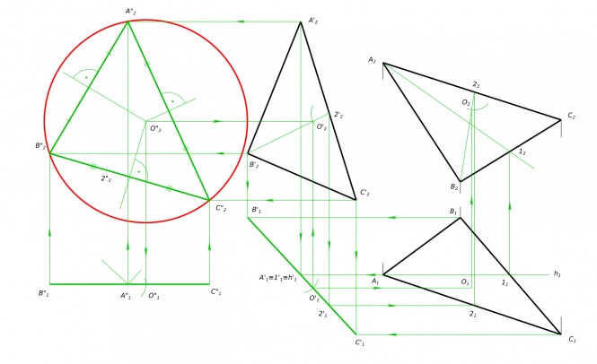 Найти центр описанной около треугольника окружности