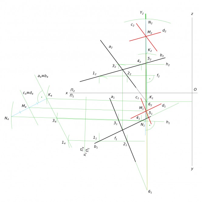 Как найти точку пересечения перпендикуляра с плоскостью R(a ∩ b )