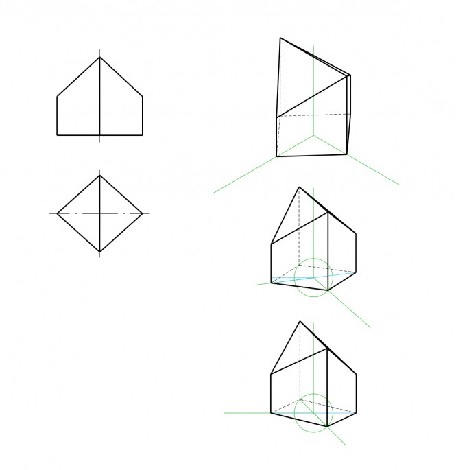 Построить фигуру в прямоугольной изометрии, в прямоугольной диметрии, в косоугольной горизонтальной изометрии