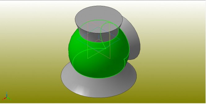 Построить фронтальную проекцию заданных поверхностей и линию их пересечения, используя способ вспомогательных концентрических сферических поверхностей