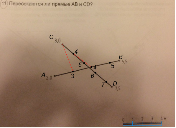 По данным рисунка найдите расстояние между прямыми ab и cd