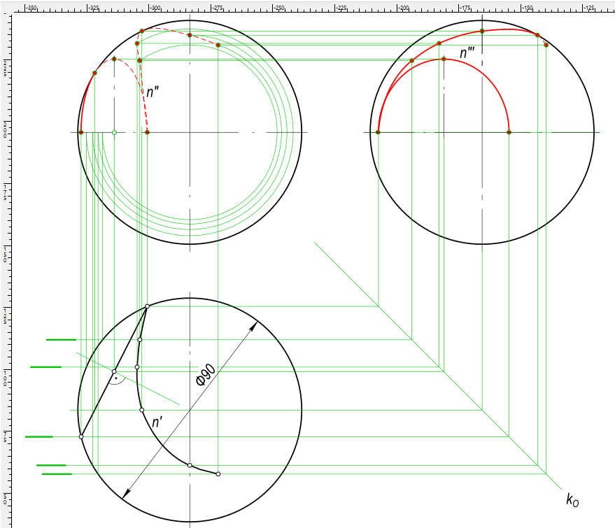 Проекции в шаре. Проекция изогнутой поверхности. Кривые линии и поверхности. 3 Проекции. Шар на круглой плоскости построение.