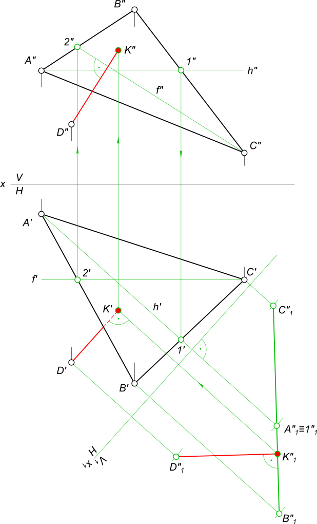 Определить расстояние от точки D до плоскости треугольника